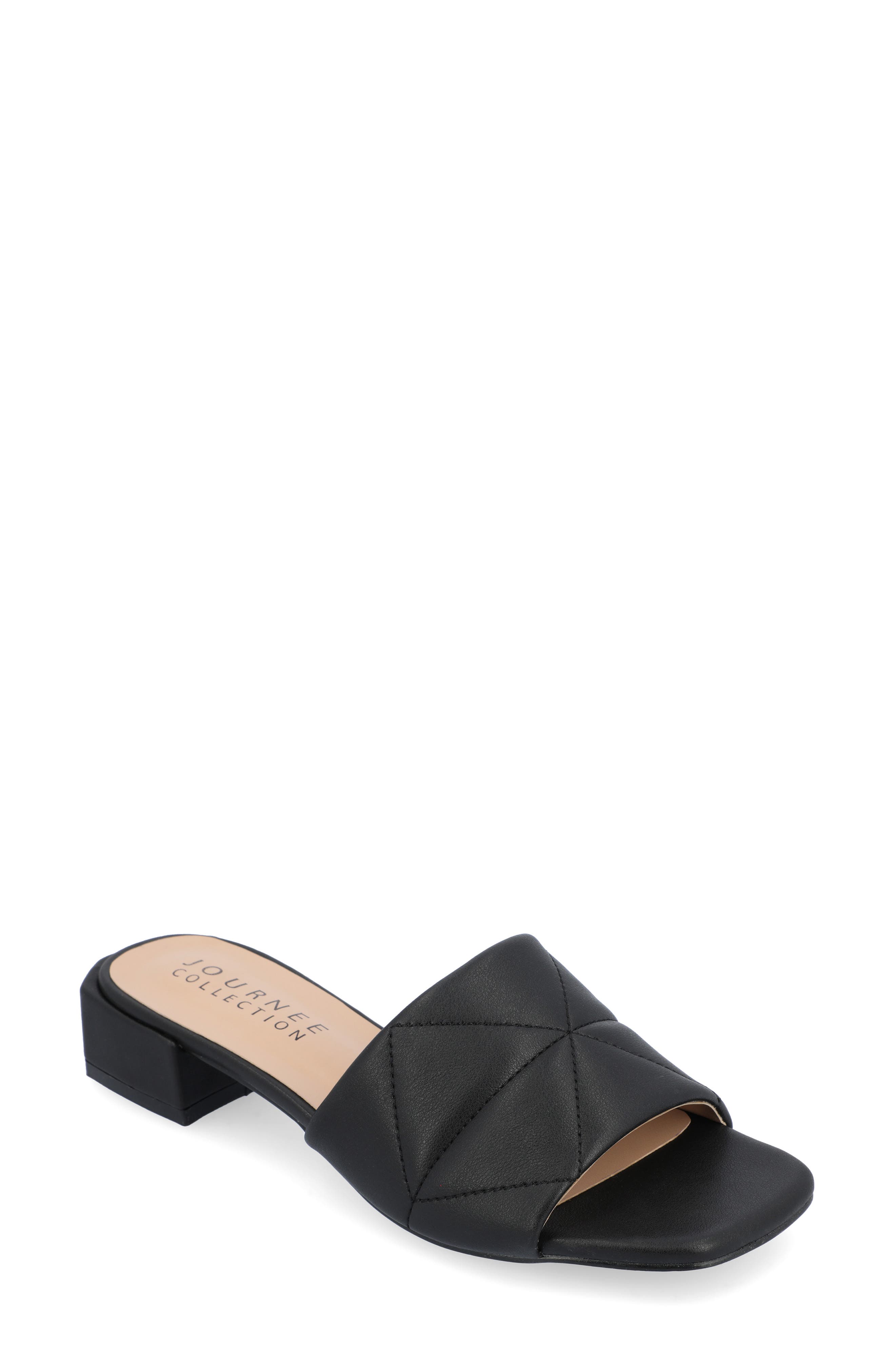 Elidia Quilted Slide Sandal, Main, color, BLACK