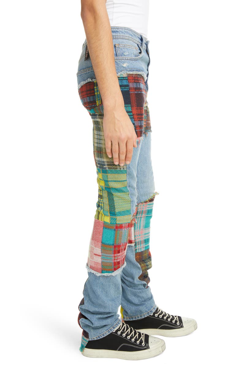 Acne Studios Ripped Mixed Media Wool Blend Jeans, Alternate, color, 