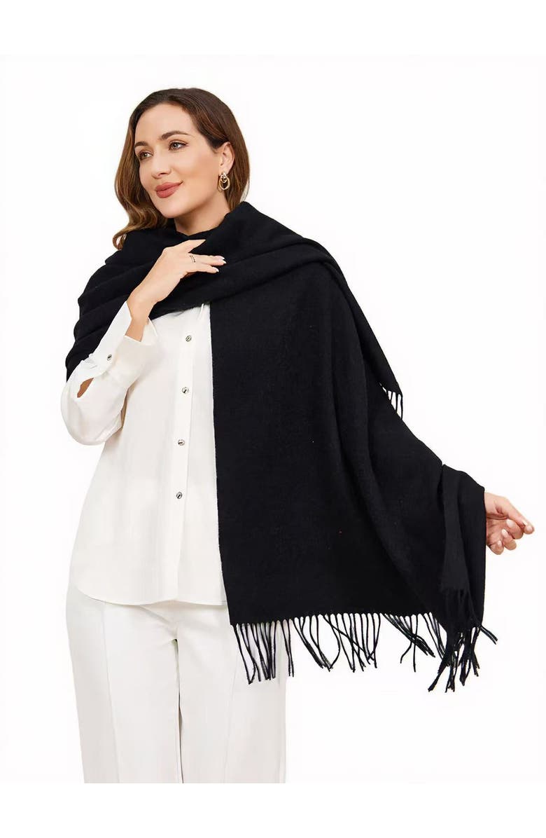 SILKSILKY Pure Wool Scarf Shawl, Alternate, color, Black