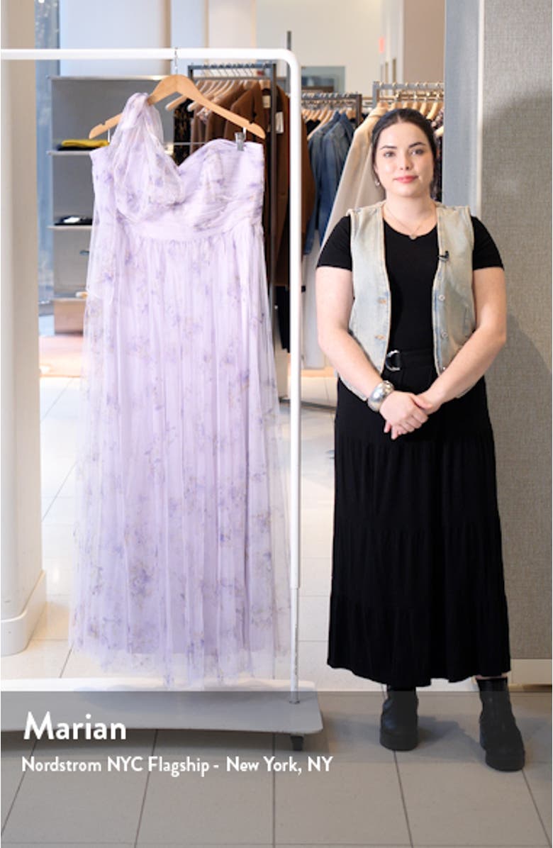 Floral Tulle One-Shoulder Gown, sales video thumbnail