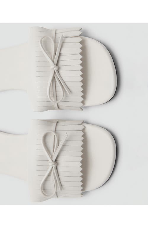 Mango Fringed Sandals With Bow Detail White In White