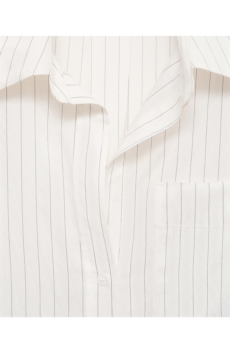 MANGO Stripe Sheer Long-Sleeve Button-Up Shirt, Alternate, color, Off White