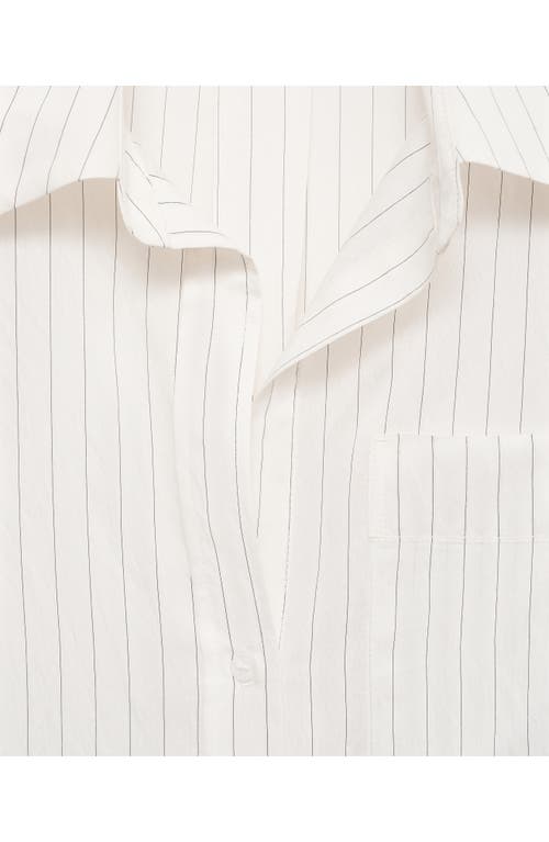 Mango Stripe Sheer Long-sleeve Button-up Shirt In White