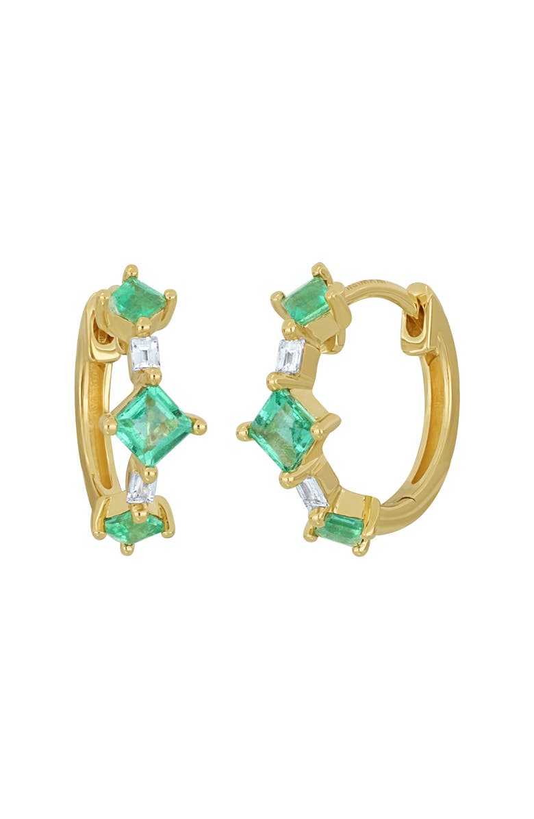 Bony Levy El Mar Emerald & Diamond Hoop Earrings, Main, color, 18K Yellow Gold