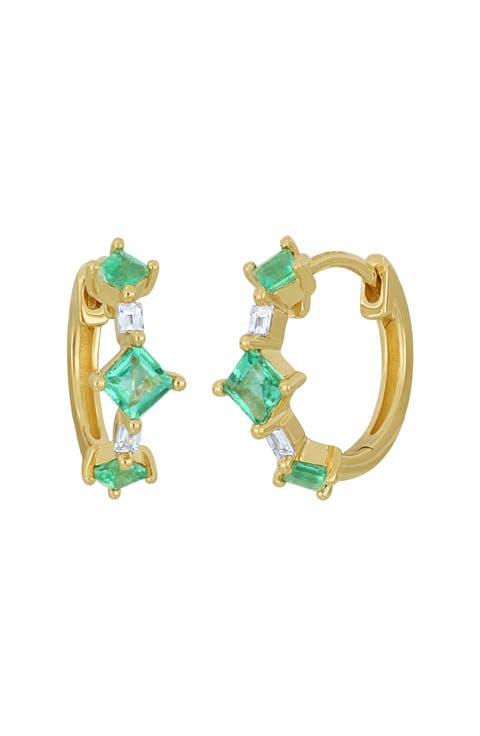 El Mar Emerald & Diamond Hoop Earrings