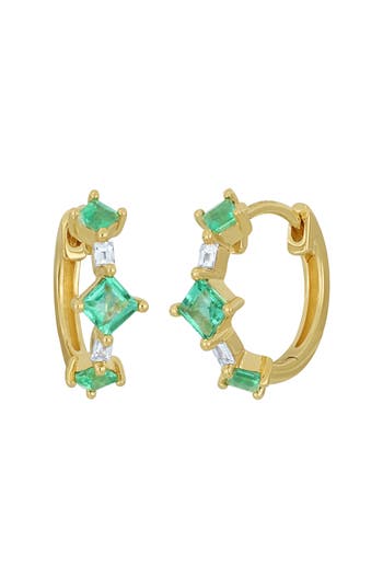 Bony Levy El Mar Emerald & Diamond Hoop Earrings In Green