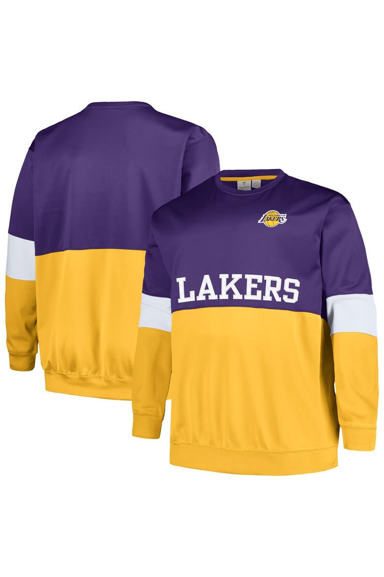 Men's Fanatics Branded Purple/Gold Los Angeles Lakers Big & Tall Split Pullover Sweatshirt, Main, color, Purple