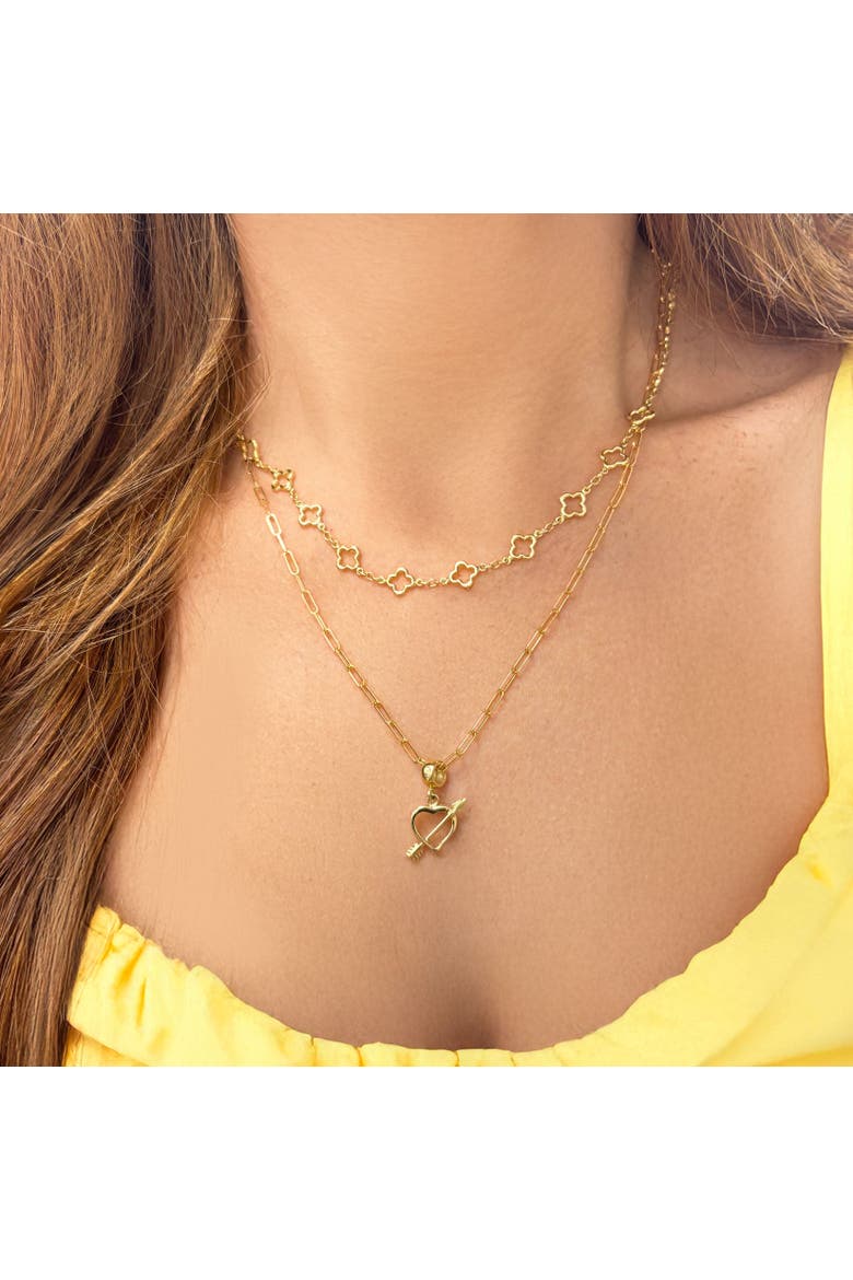 Mini Gold Heart and Arrow Charm, Alternate, color, Yellow Gold