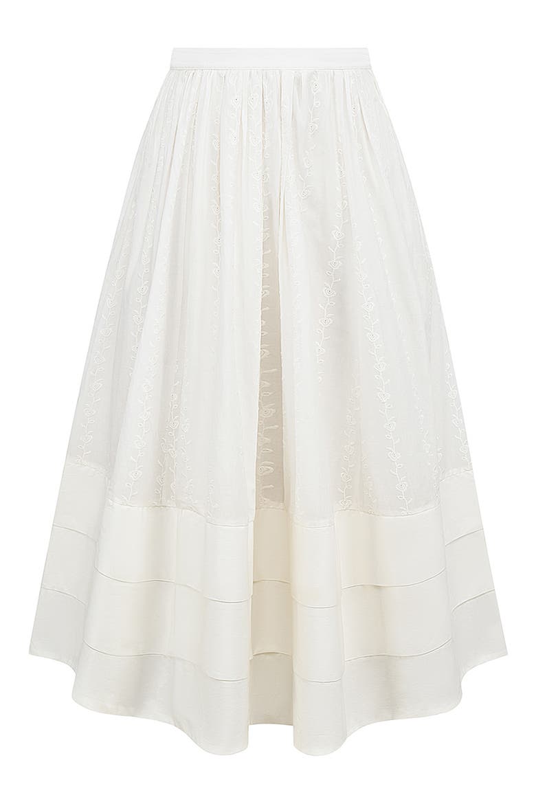 Augustine Embroidered Cotton Midi Skirt, Alternate, color, CLOUD DANCER