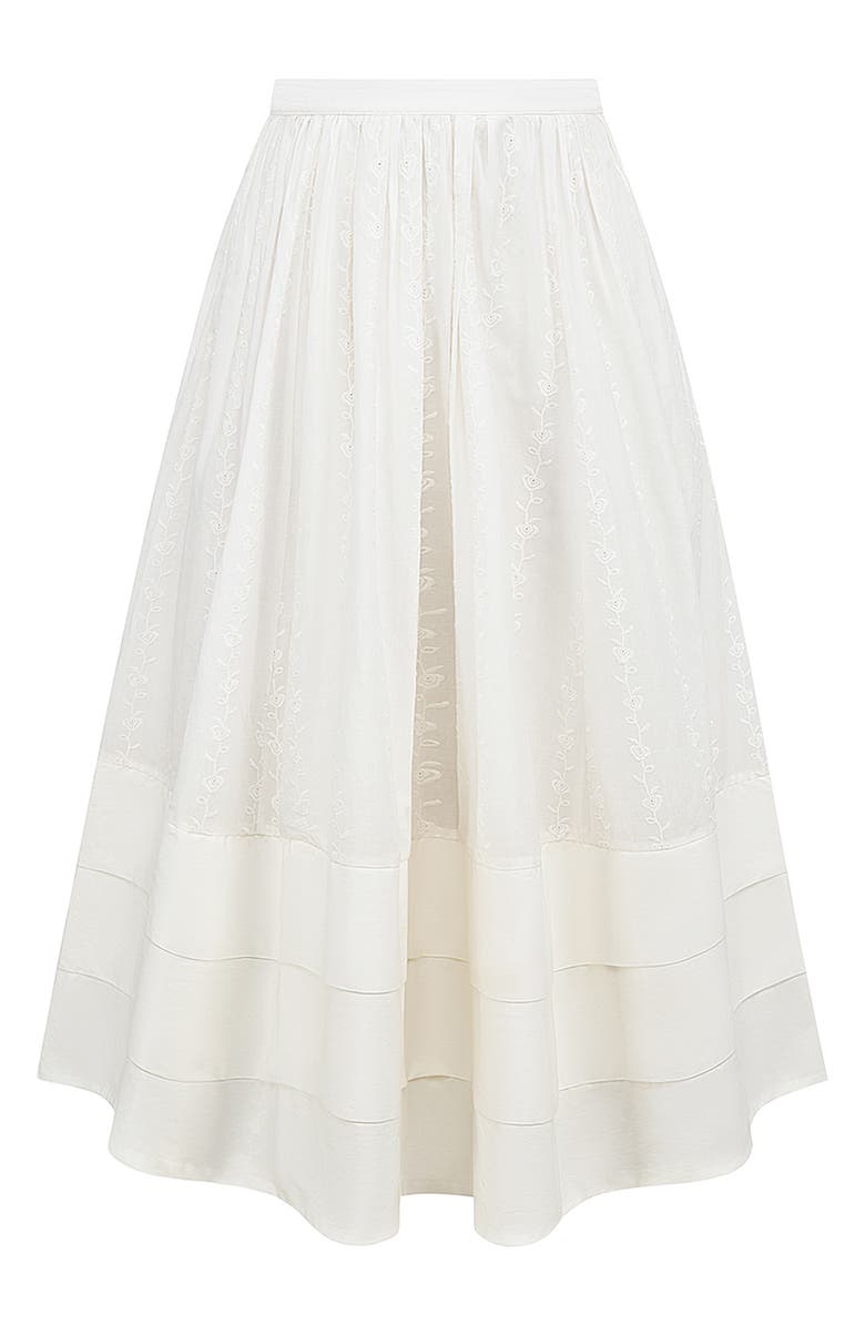 HOUSE OF CB Augustine Embroidered Cotton Midi Skirt, Alternate, color, Cloud Dancer