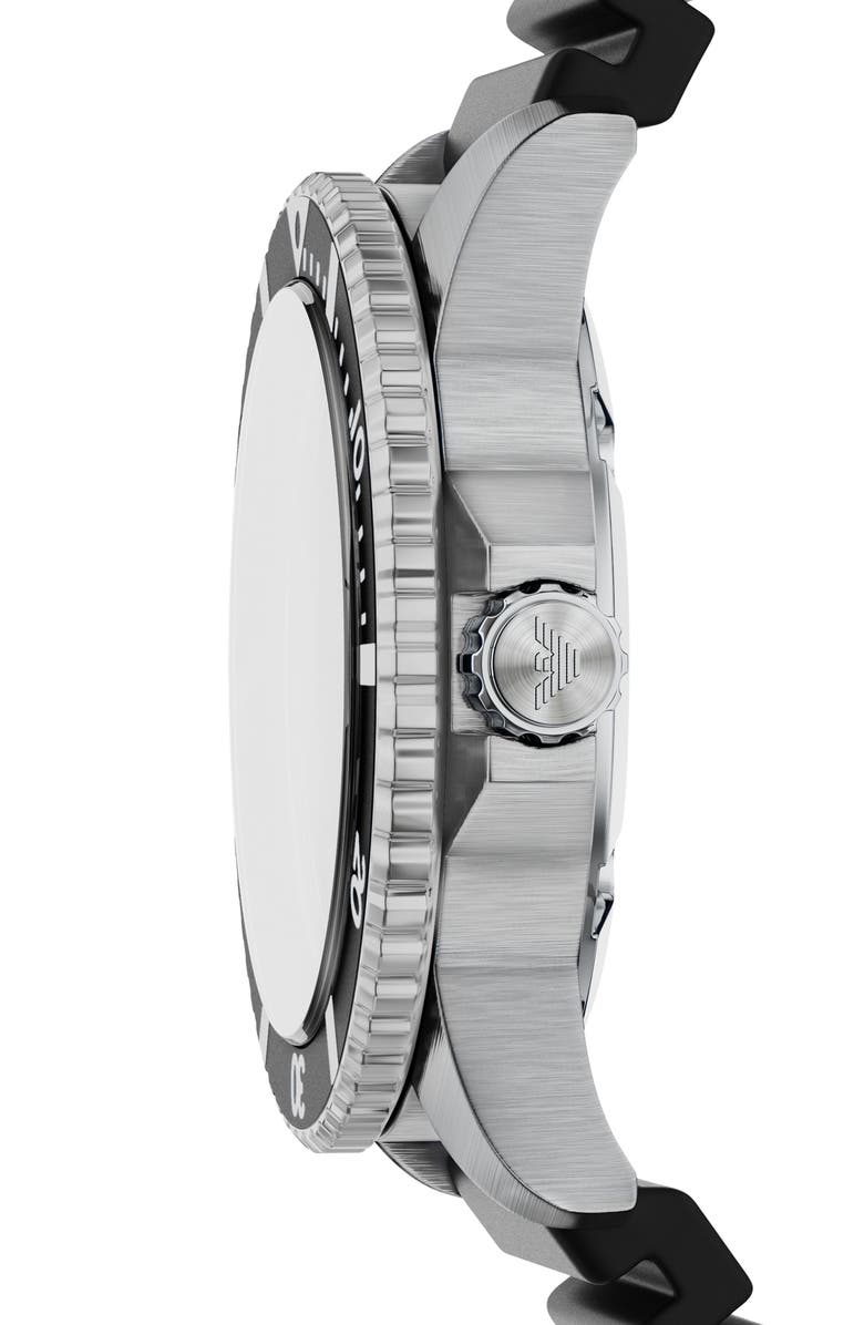 Emporio Armani World Explorer Solar Silicone Strap Watch, 42mm, Alternate, color, Black