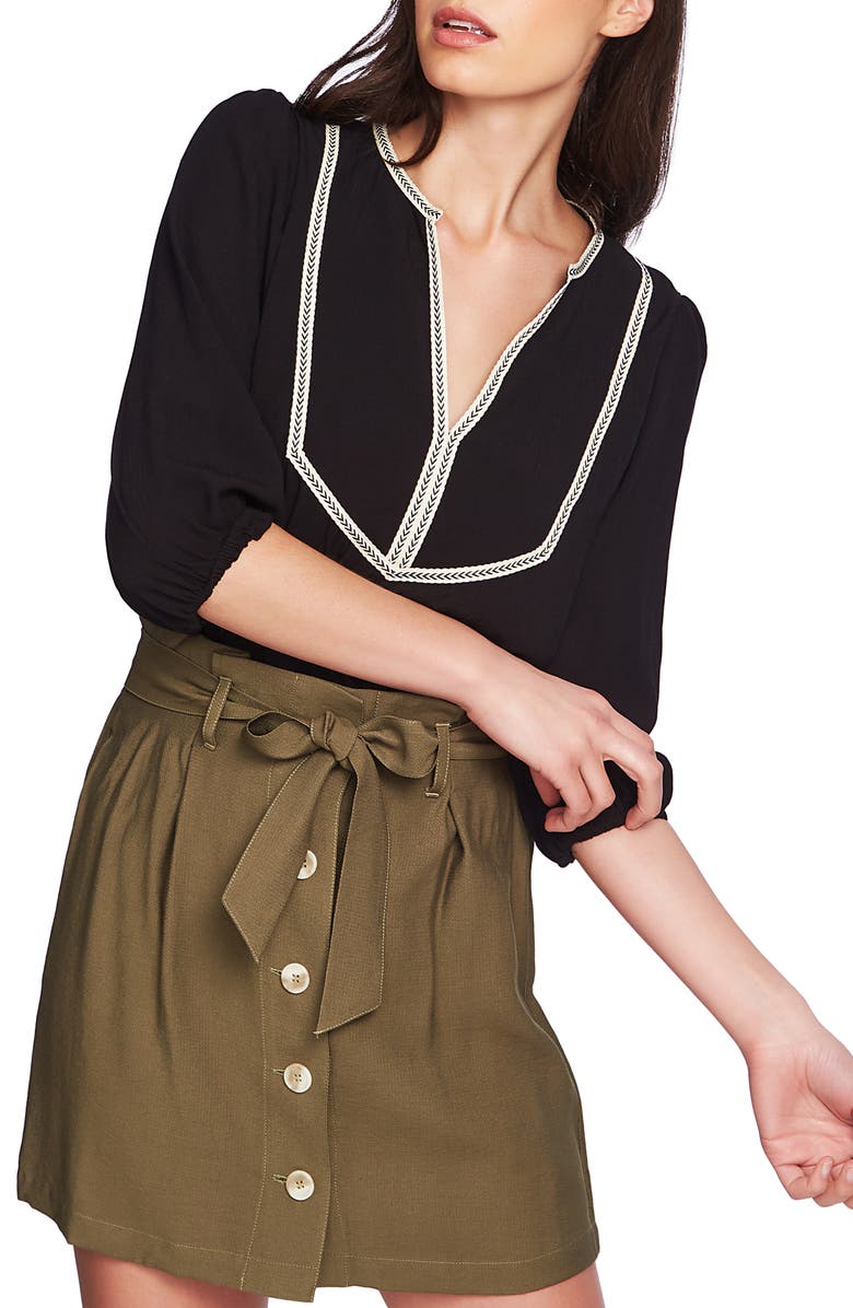 1.STATE Split Neck Blouse, Alternate, color, 