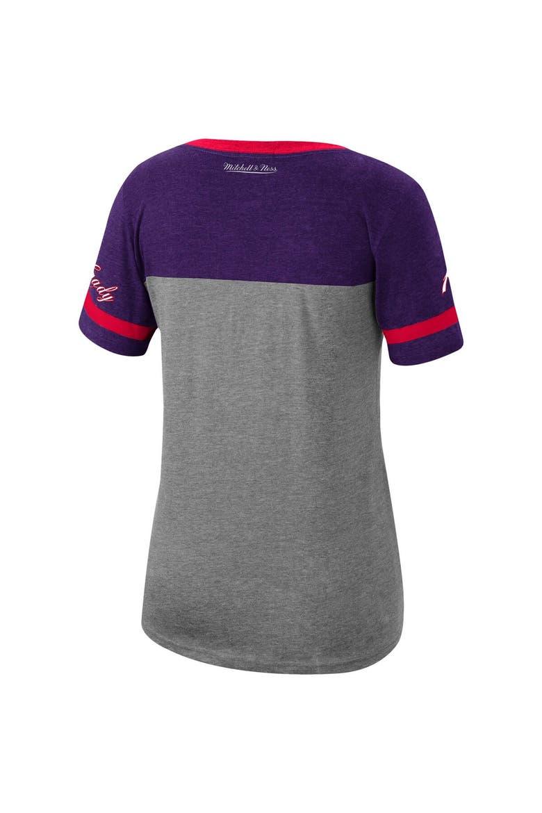 Women's Mitchell & Ness Tracy McGrady Heathered Charcoal Toronto Raptors Team Captain V-Neck T-Shirt, Alternate, color, Heather Charcoal