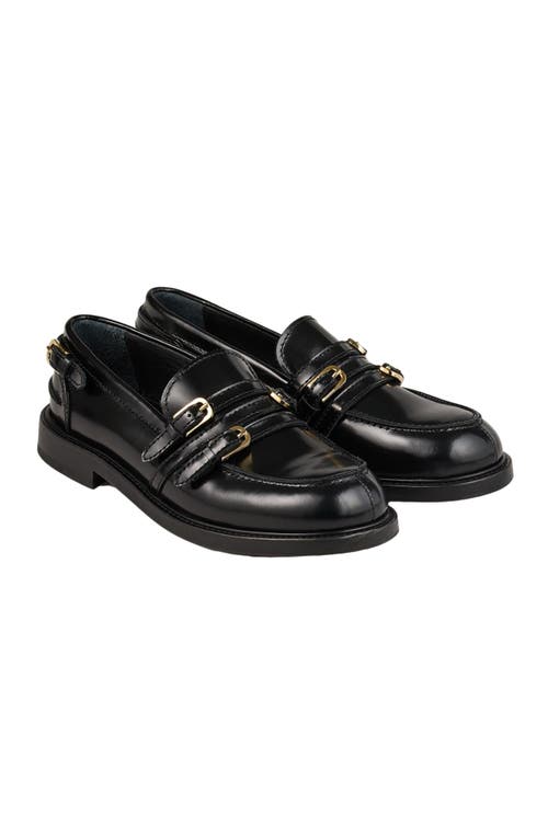 Sandro Leather Loafers With Buckles In Black