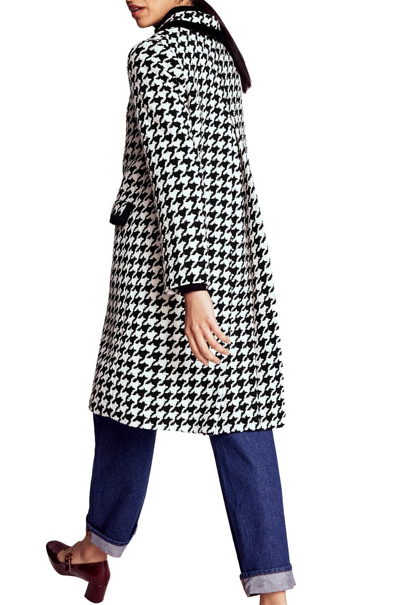 Boden Edinburgh Houndstooth Swing Coat, Alternate, color, Black Dogstooth