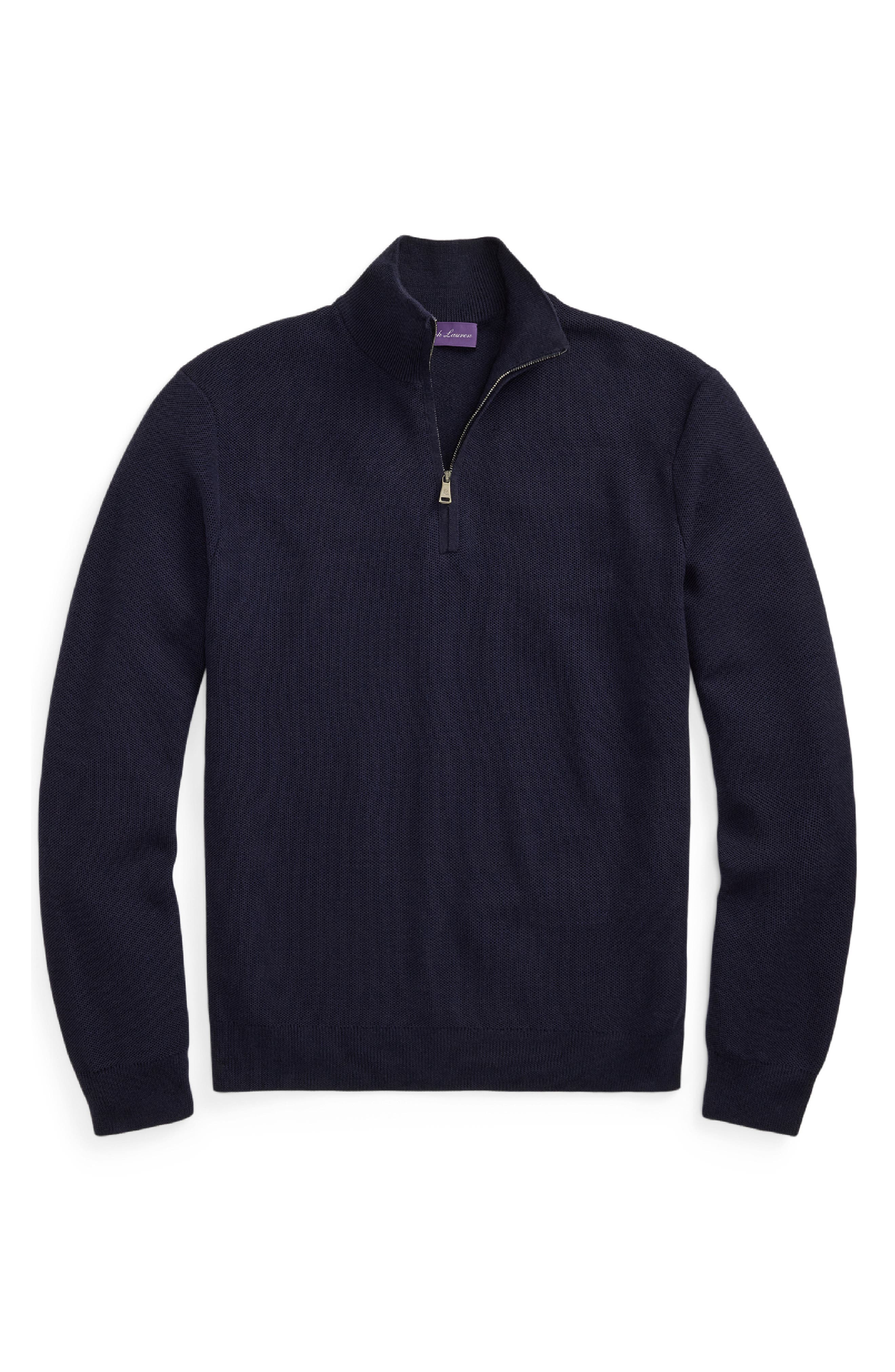 Ralph Lauren Purple Label Wool Piqué Quarter Zip Pullover (Men