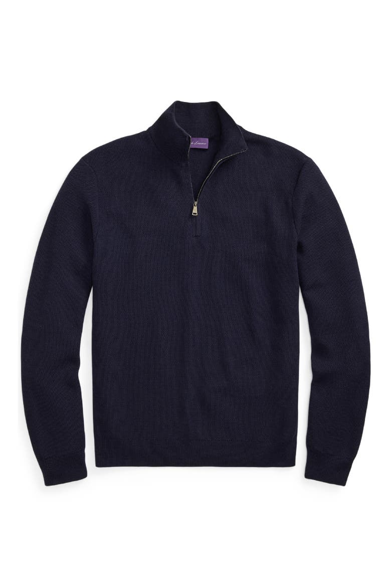 Wool Piqué Quarter Zip Pullover, Alternate, color, CLASSIC CHAIRMAN NAVY