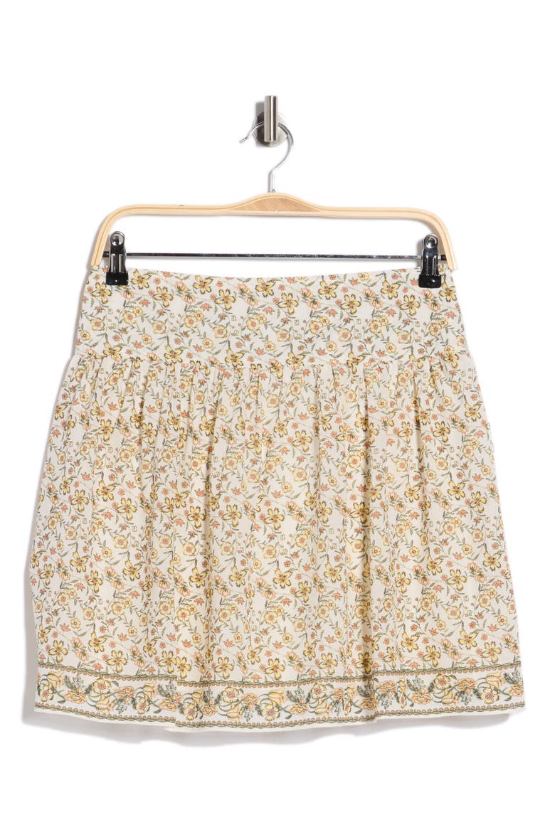 Floral Miniskirt, Alternate, color, CREAM/ YELLOW FLORAL VINES