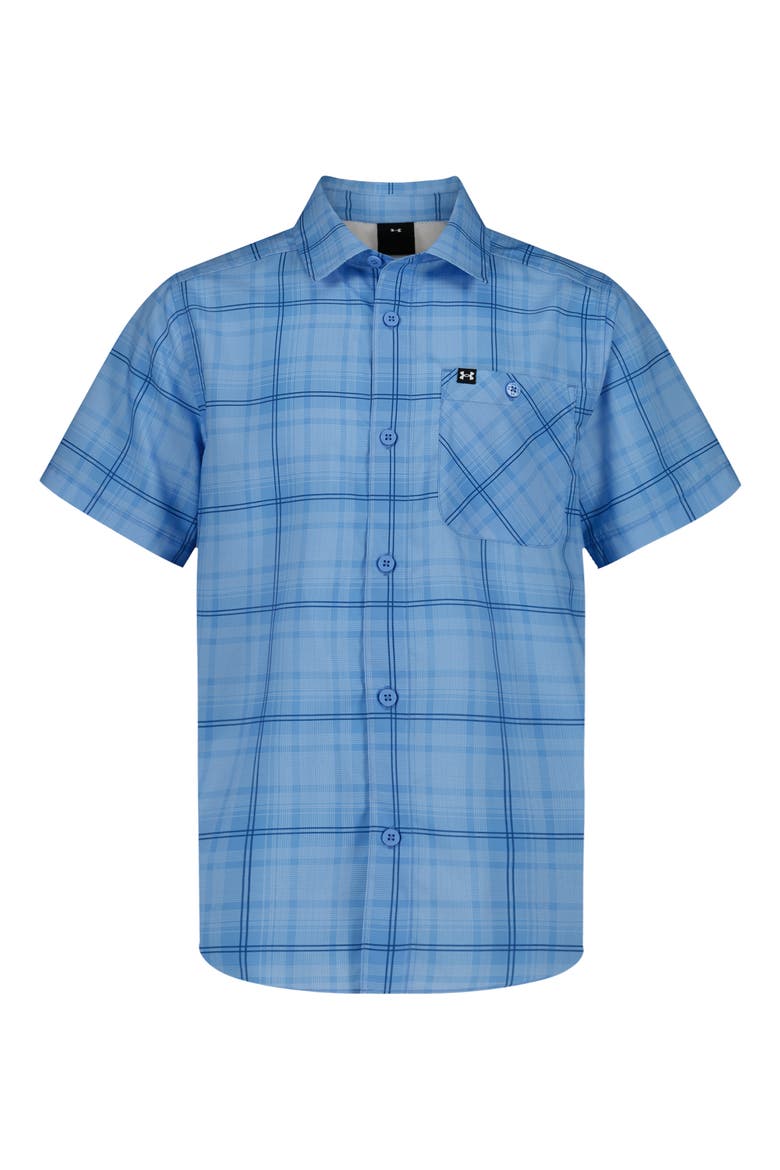 Kids' UA Drift Tide Short Sleeve Performance Button-Up Shirt, Main, color, HORIZON BLUE