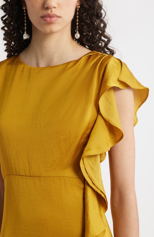 Chelsea28 Asymmetric Ruffle A-line Dress In Gold