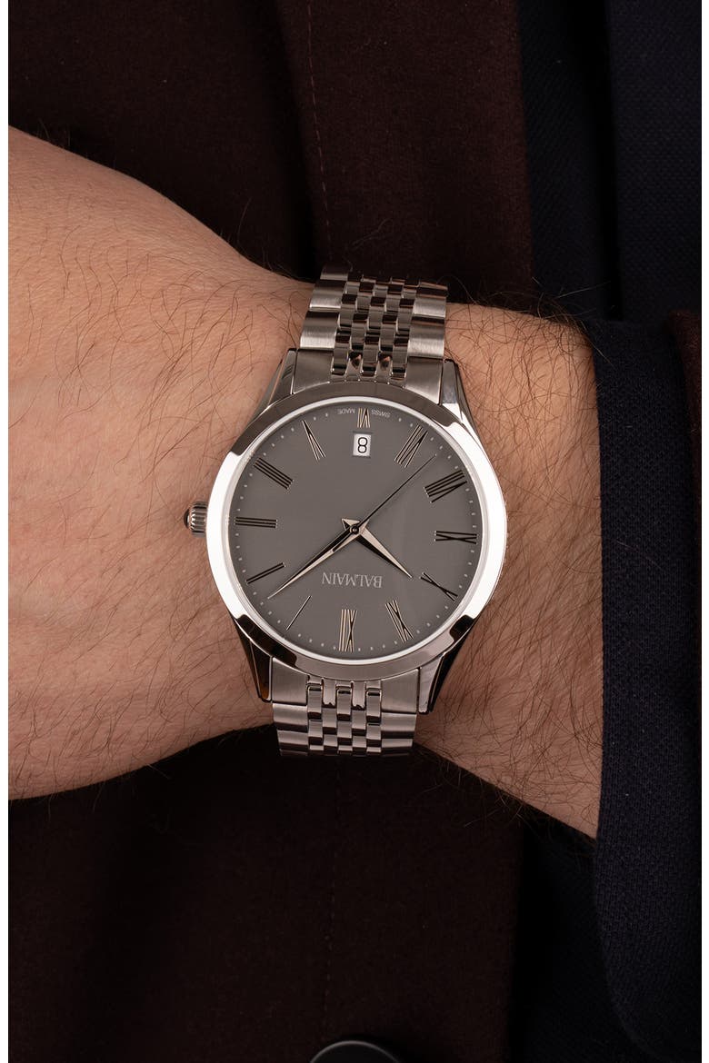Classic R Grey Bracelet Watch, 41mm, Alternate, color, STAINLESS STEEL