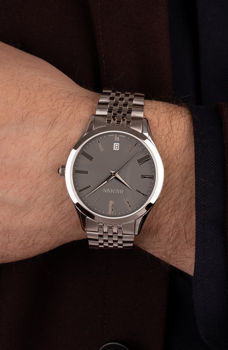 Balmain Classic R Grey Bracelet Watch, 41mm, Alternate, color, Stainless Steel