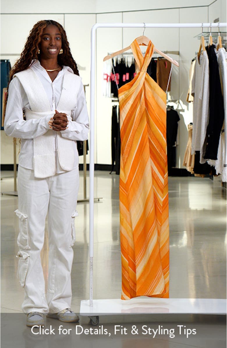 Patrice Chevron Stripe Halter Neck Maxi Dress, sales video thumbnail