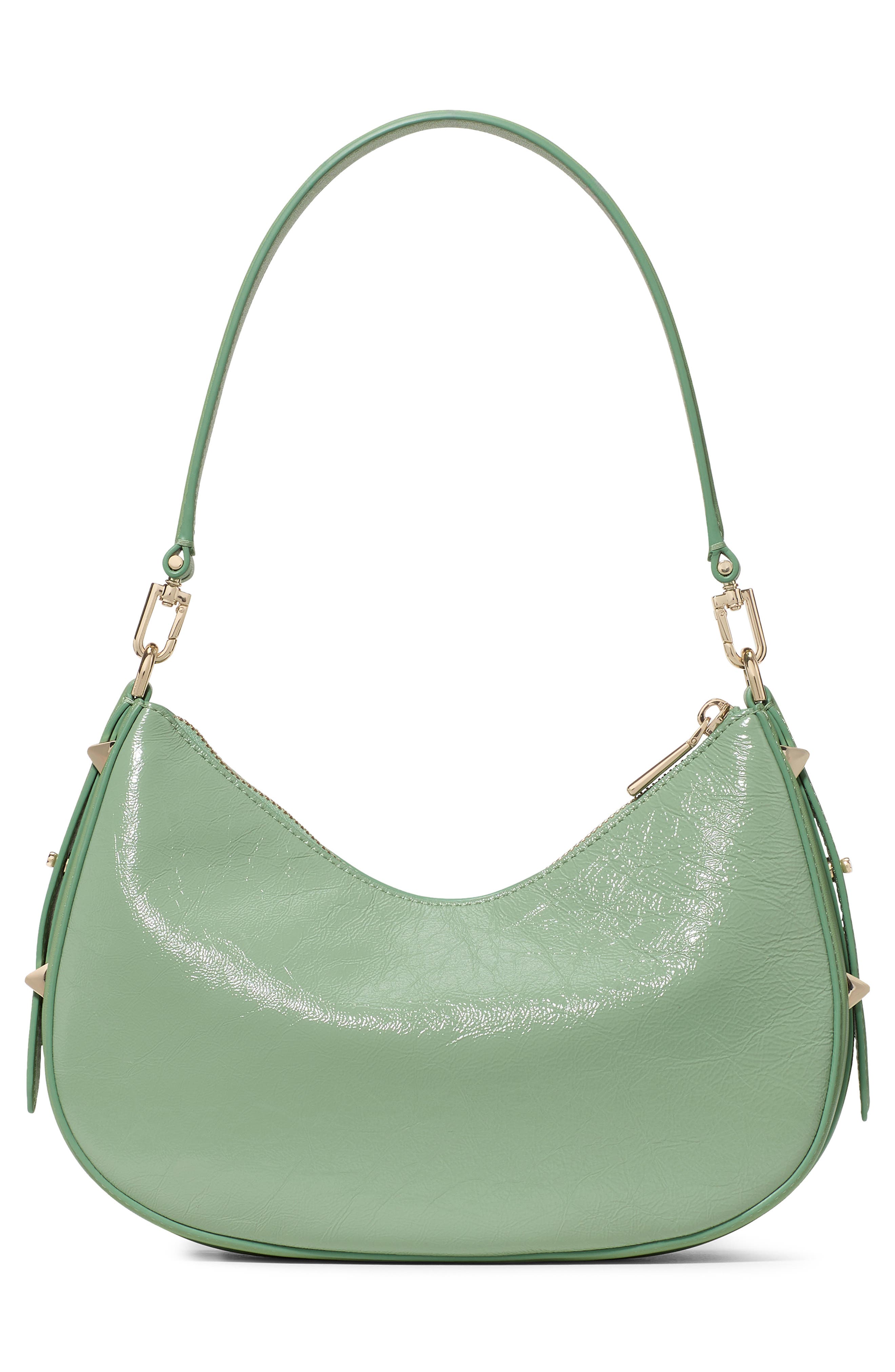 Kate Spade New York liv crinkle patent leather convertible shoulder bag, Alternate, color, Crisp Sage