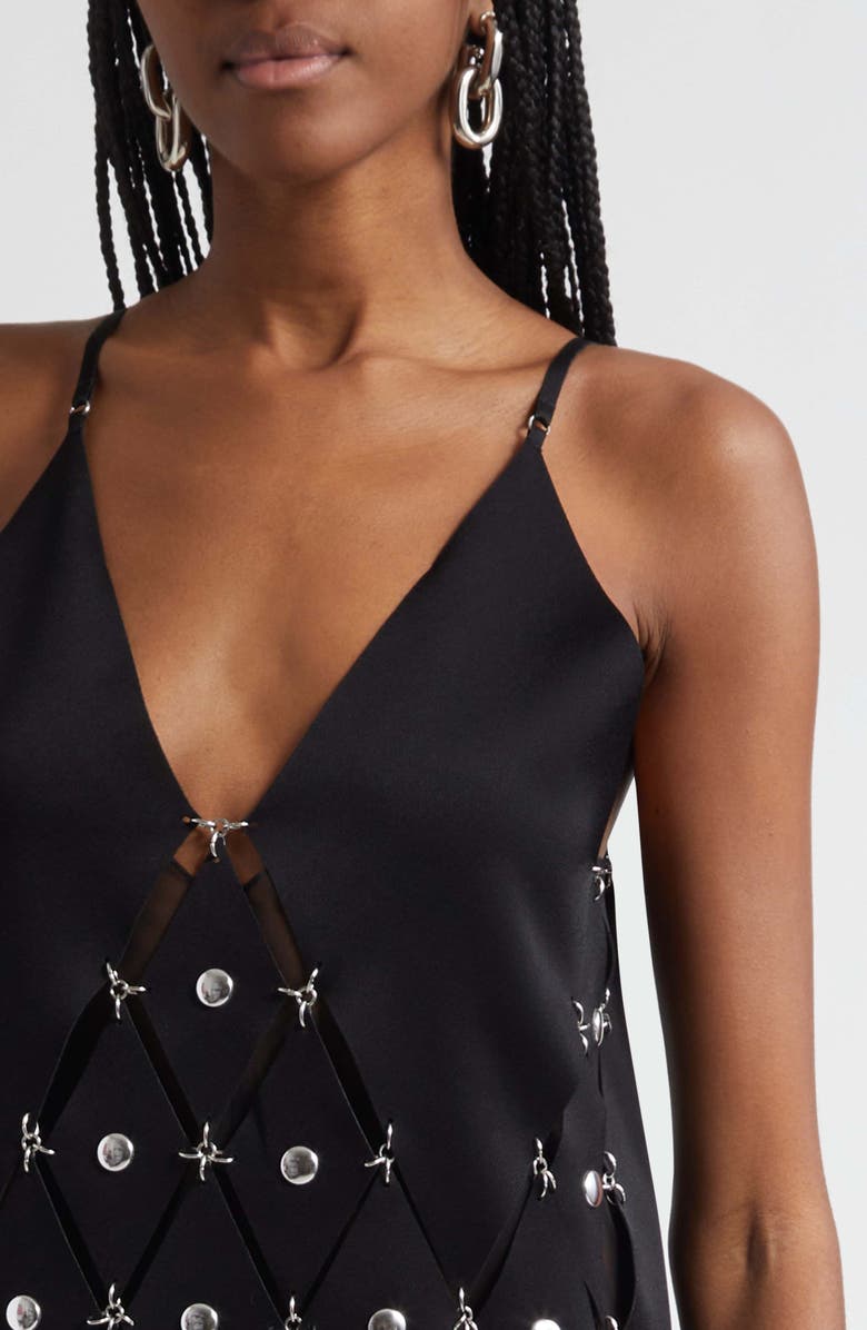 Rabanne Mixed Media Dress, Alternate, color, Black