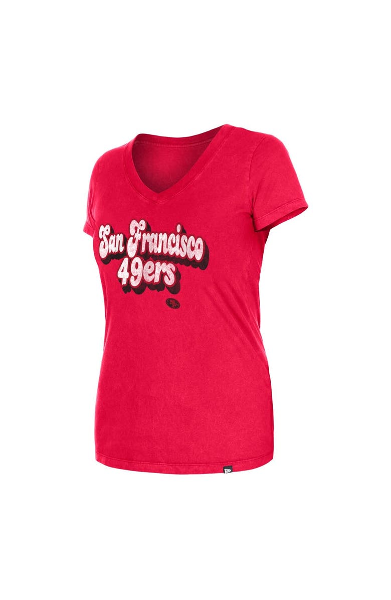 New Era Women's New Era Scarlet San Francisco 49ers Enzyme Wash Low V-Neck T-Shirt, Alternate, color, Scarlet