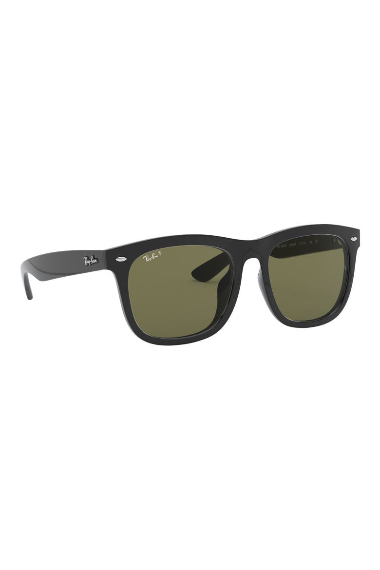 57mm Polarized Square Sunglasses, Alternate, color, BLACK / GREEN