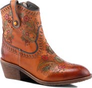 L'Artiste by Spring Step Galop Embossed Floral Leather Bootie