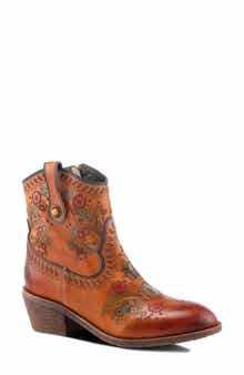 L'Artiste by Spring Step Galop Embossed Floral Leather Bootie
