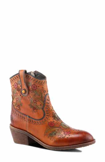 L'Artiste by Spring Step Galop Embossed Floral Leather Bootie