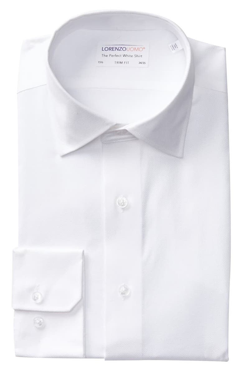 Lorenzo Uomo Royal Oxford Trim Fit Dress Shirt, Alternate, color, White