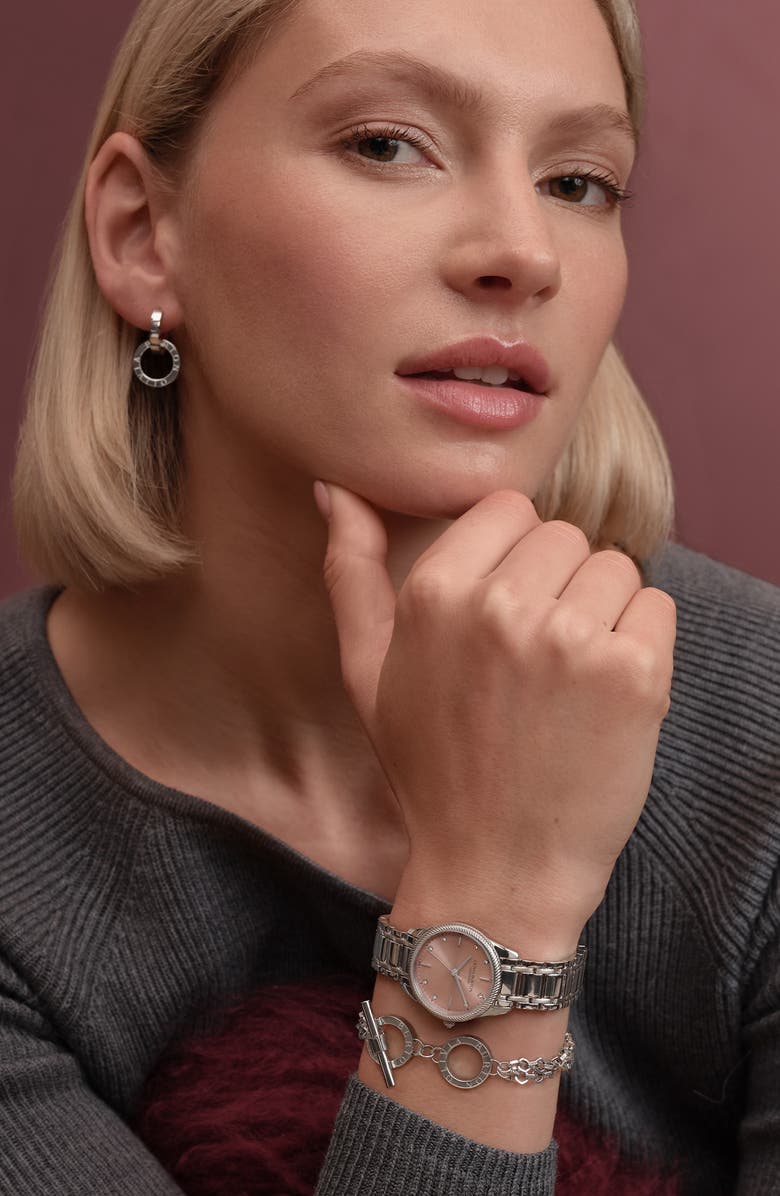 Olivia Burton Egerton Bracelet Watch, 28mm, Alternate, color, Silver/ Pink