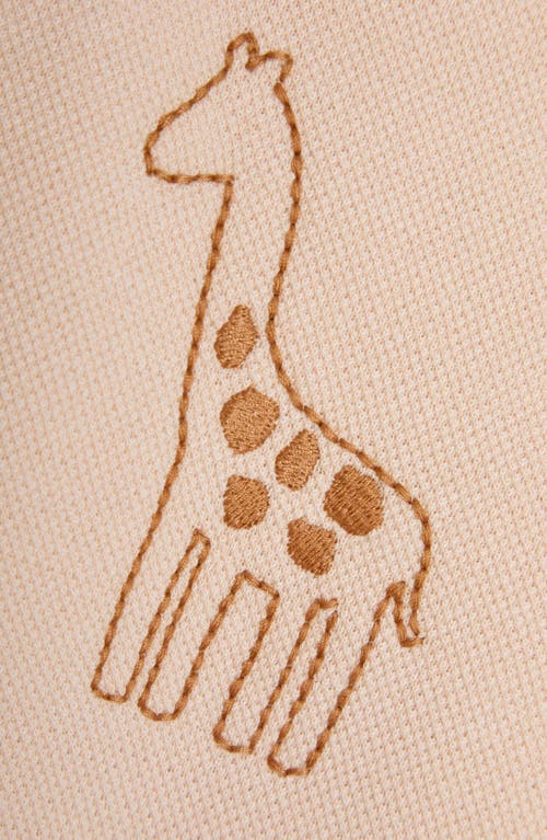 Jojo Maman Bébé Jojo Maman Bebe Giraffe Embroidered Overalls & T-shirt Set In Stone