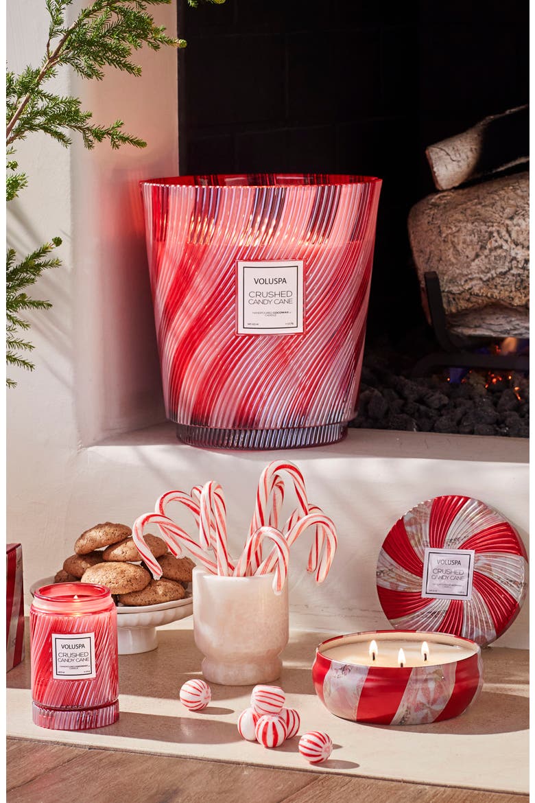 Crushed Candy Cane 3-Wick Decorative Tin Candle (Limited Edition), Alternate, color, RED & WHITE