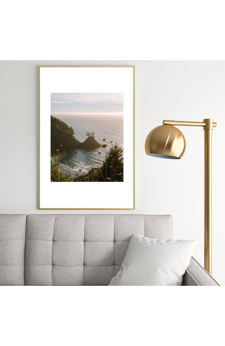 Deny Designs 'Golden Coast' by J. Freemond Visuals Framed Wall Art, Alternate, color, Gold/ Blue