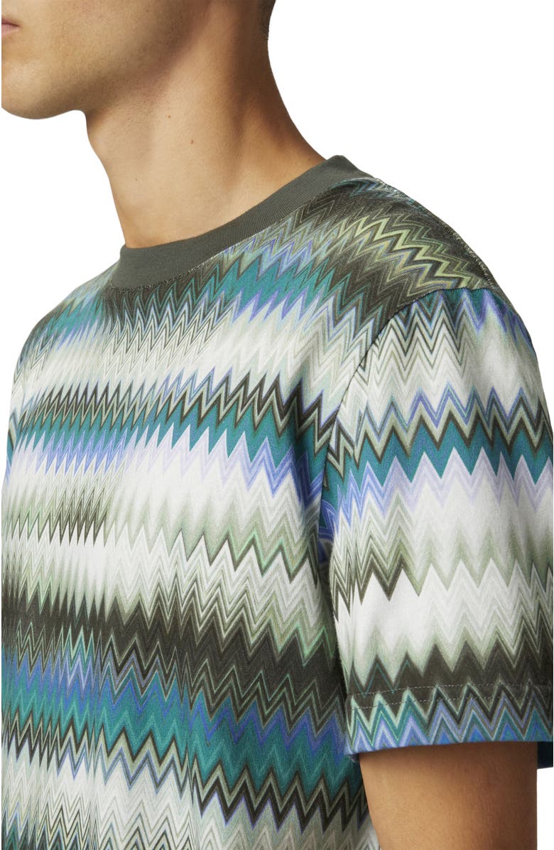 Missoni Cotton Crewneck T-shirt With Gradient Micro Zigzag Print, Alternate, color, 