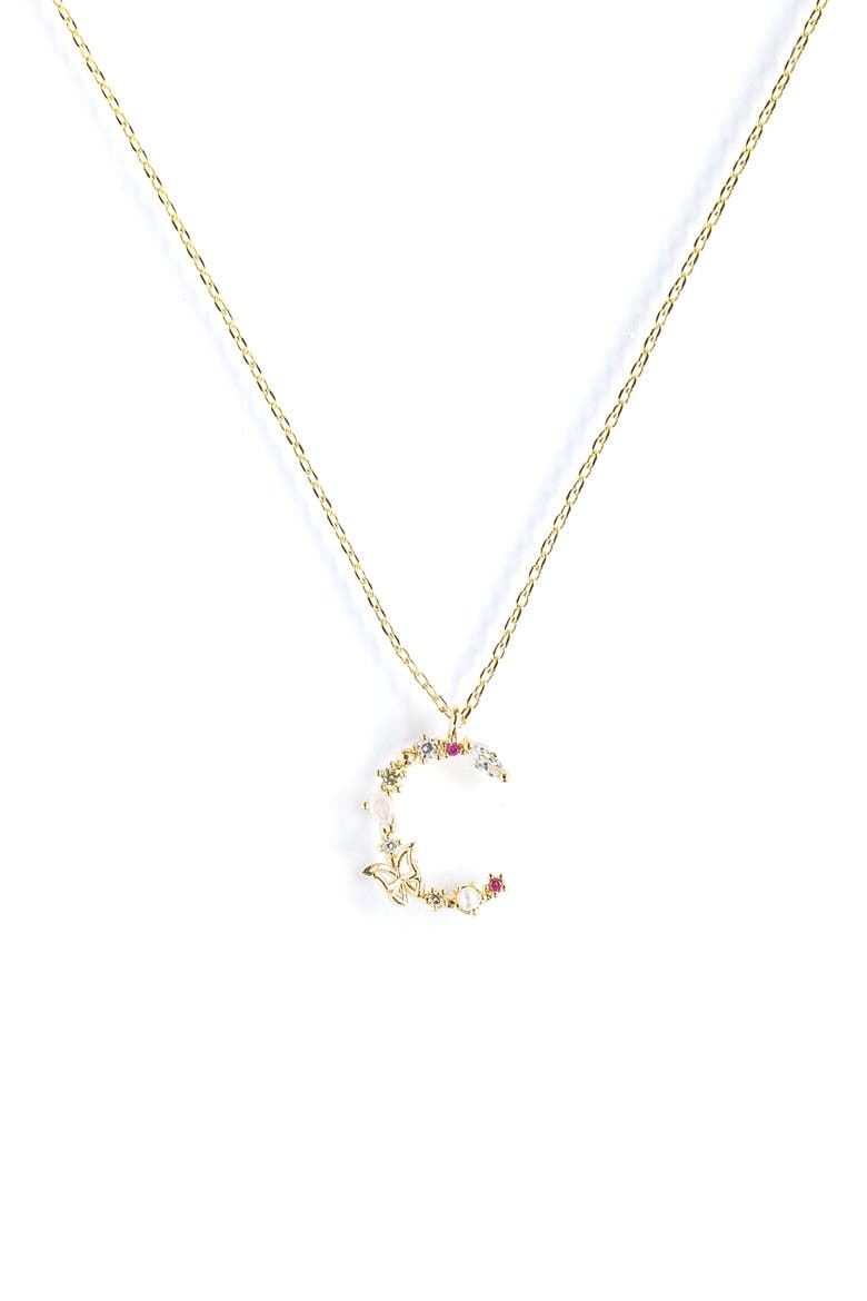 Flutterfly Initial Necklace, Main, color, GOLD
