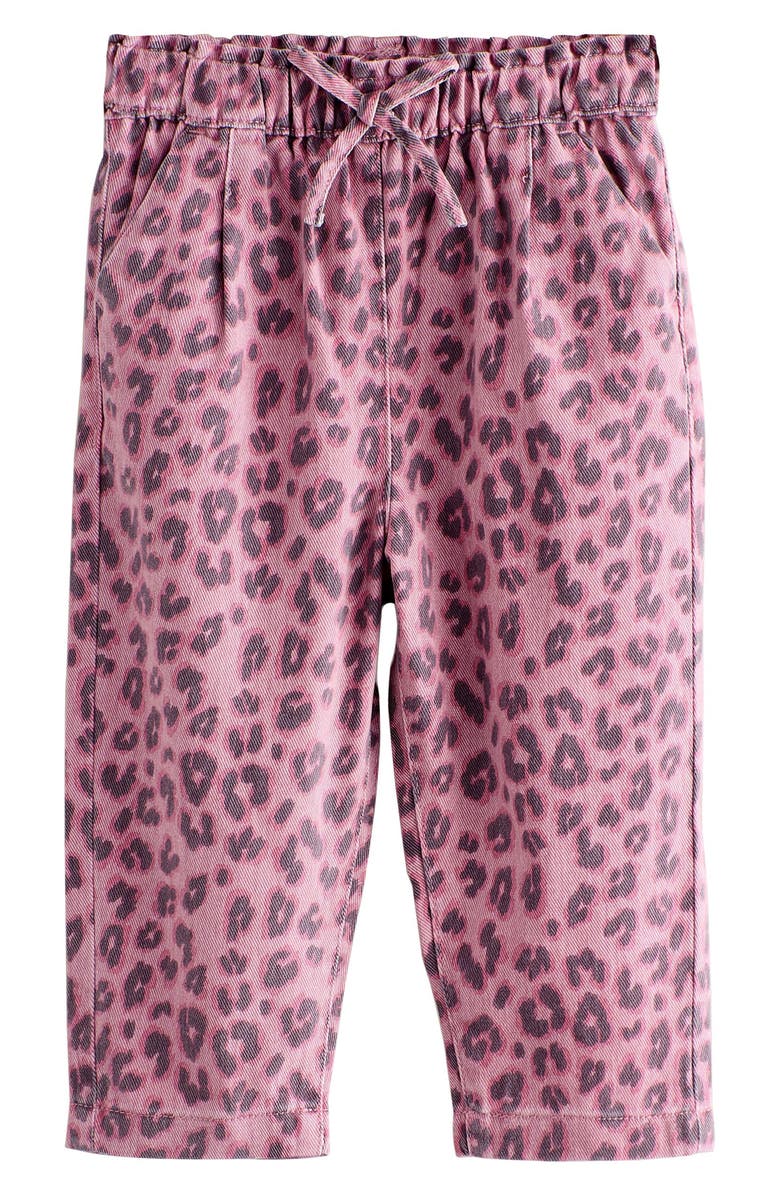 NEXT Kids' Leopard Print Drawstring Jeans, Main, color, Pink Multi