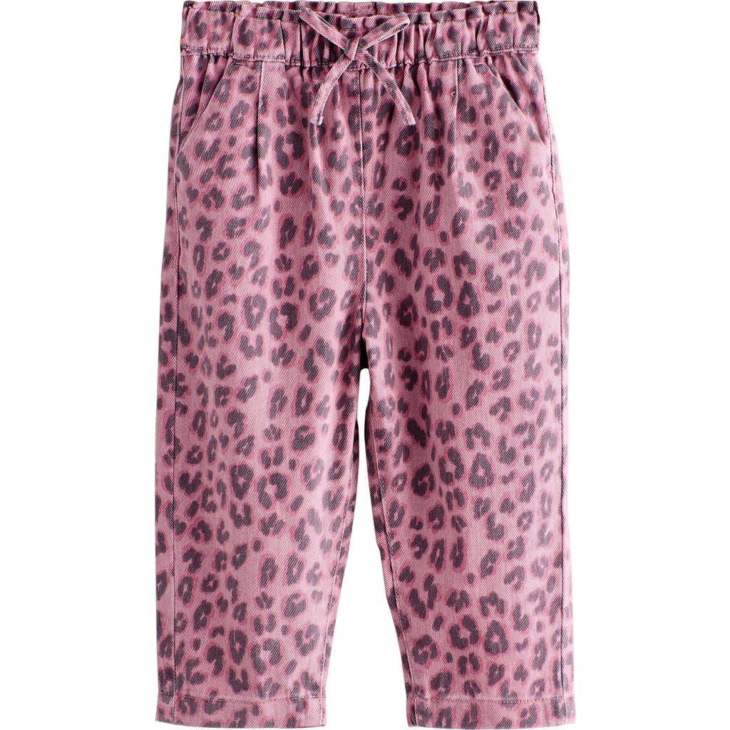 Next Kids' Leopard Print Drawstring Jeans In Pink