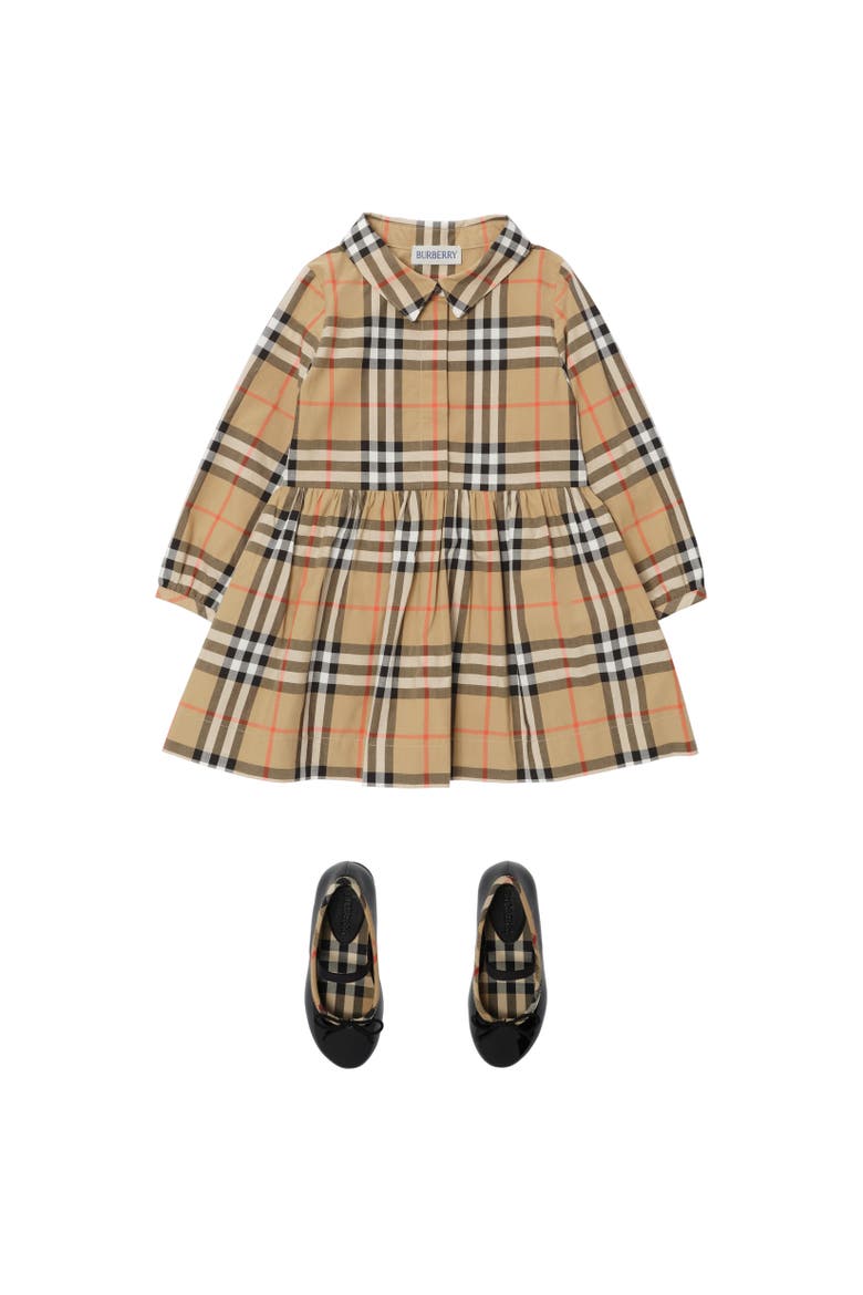 Check Cotton Dress, Alternate, color, Sand beige