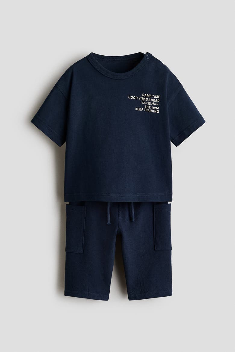 2-Piece Cotton Set, Main, color, Navy blue/Game Time