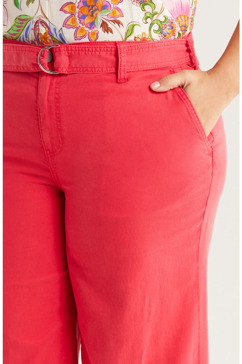 Stride Belted High Waist Crop Wide Leg Twill Pants, Alternate, color, GERANIUM