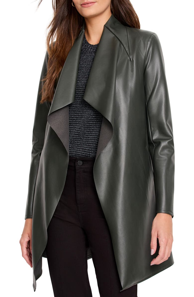 NIC+ZOE Draped Faux Leather Jacket, Main, color,