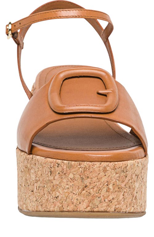 Santoni Marta Leather Buckle Wedge Sandals In Brown