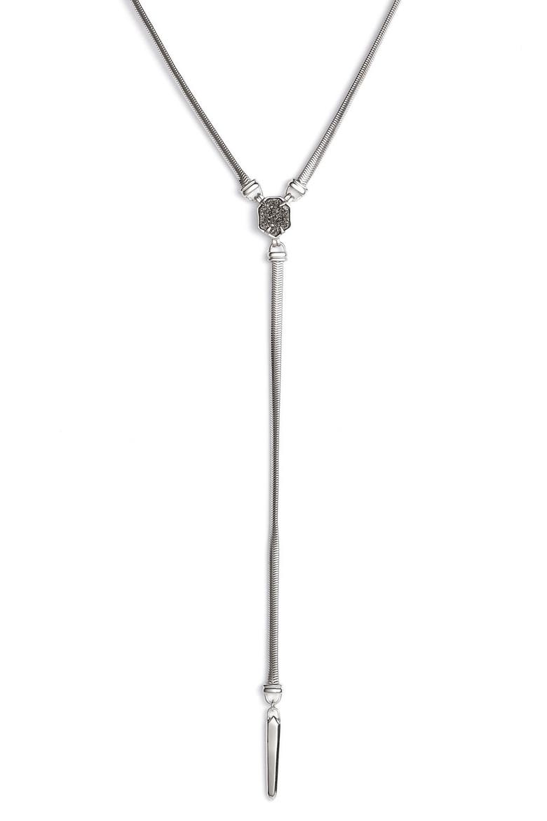 'Starla' Y-Necklace, Alternate, color, SILVER/ PLATINUM DRUSY