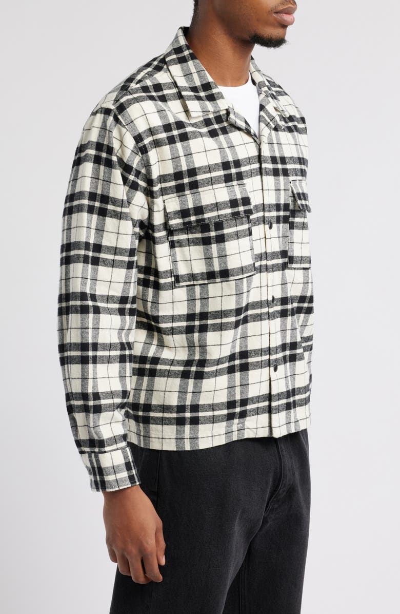 PacSun Washed Camp Crop Flannel Shirt, Alternate, color,